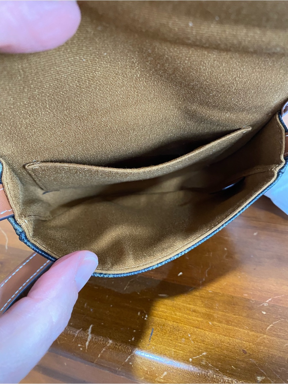 Small Brown Leather-Trim Crossbody Bag - Picture 11 of 14